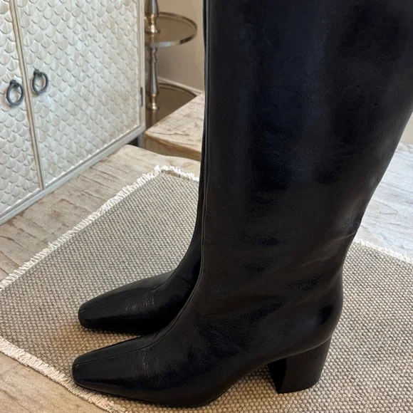 Tory Burch Black Leather Heeled Boots - Picture 5 of 6